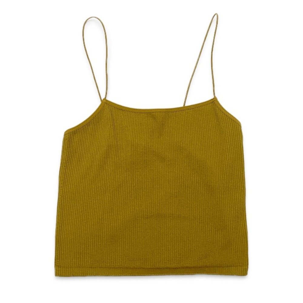 Zara - Thin Strap Green Pull Over Stretchy Crop Top, Size M/L